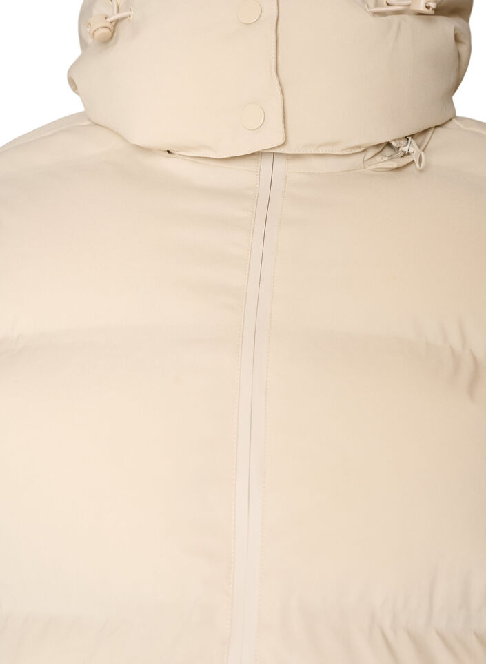 Kort pufferjakke med avtagbar hette, Vanilje, Packshot image number 2