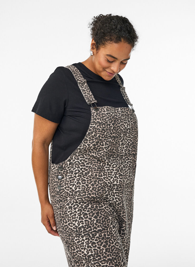 Leopardmønstret denim-snekkerbukse., Light LEO, Model