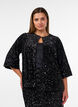 Cardigan med paljetter og 3/4-ermer, Svart, Model image number 0