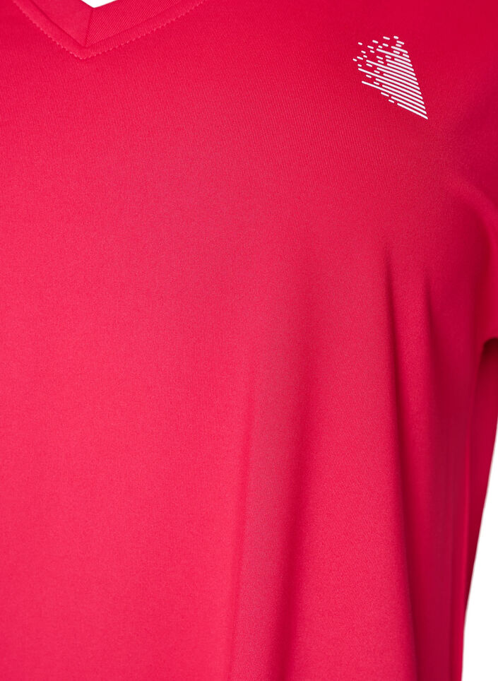 L&oslash;stsittende trenings-t-skjorte med v-hals, Rosa, Packshot image number 2