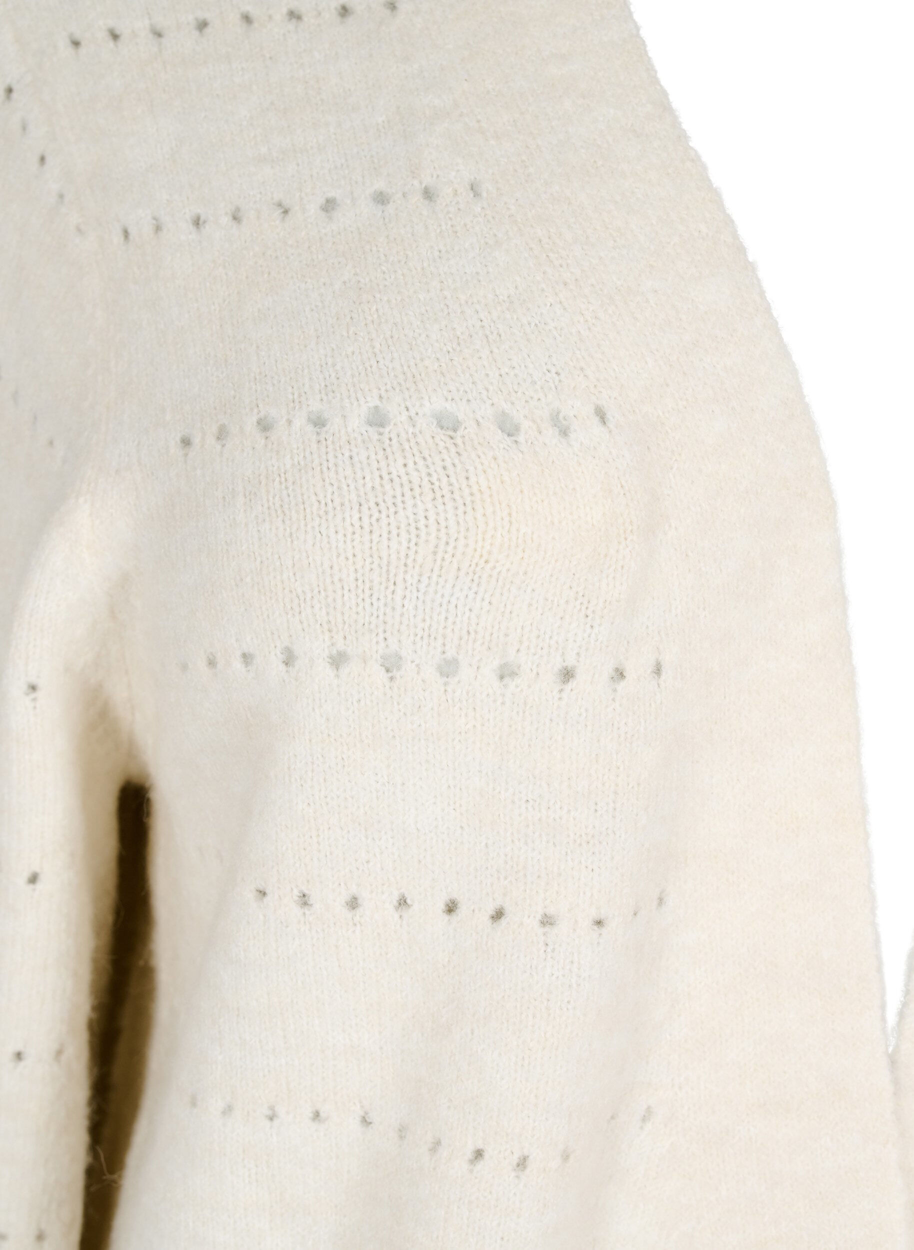 ZizziLang strikket cardigan med blondem&oslash;nster, Birch Mel., Packshot image number 2