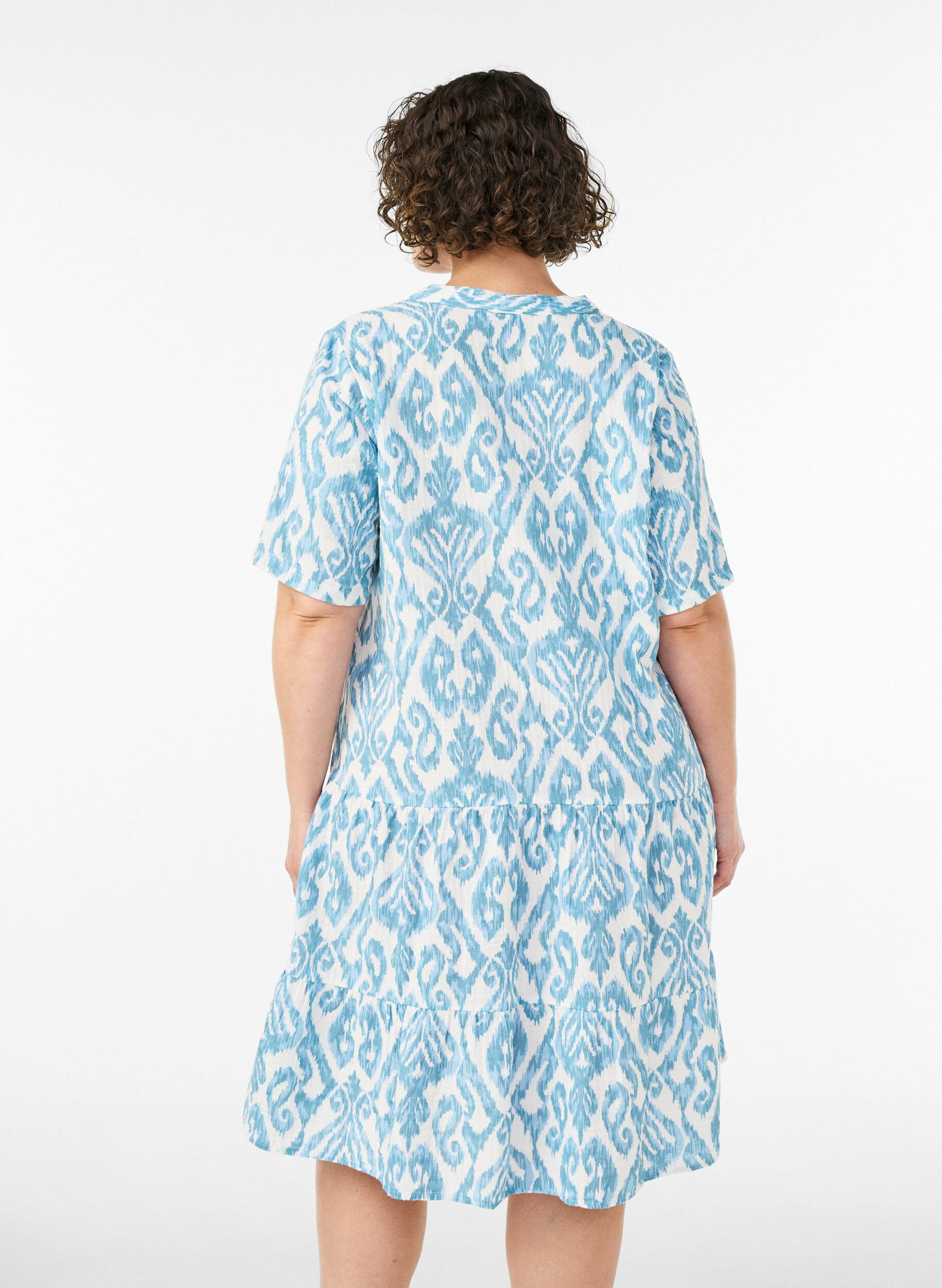 ZizziKort A-linjekjole i bomullsmuslin, Vanilje, Model image number 2