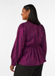 Skinnende viskosebluse med peplumeffekt, Lilla, Model image number 2