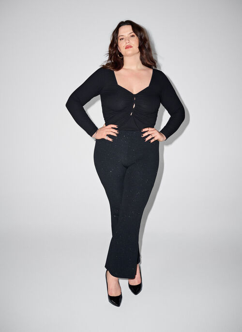 Glitrende bukser med bootcut, Black, Image