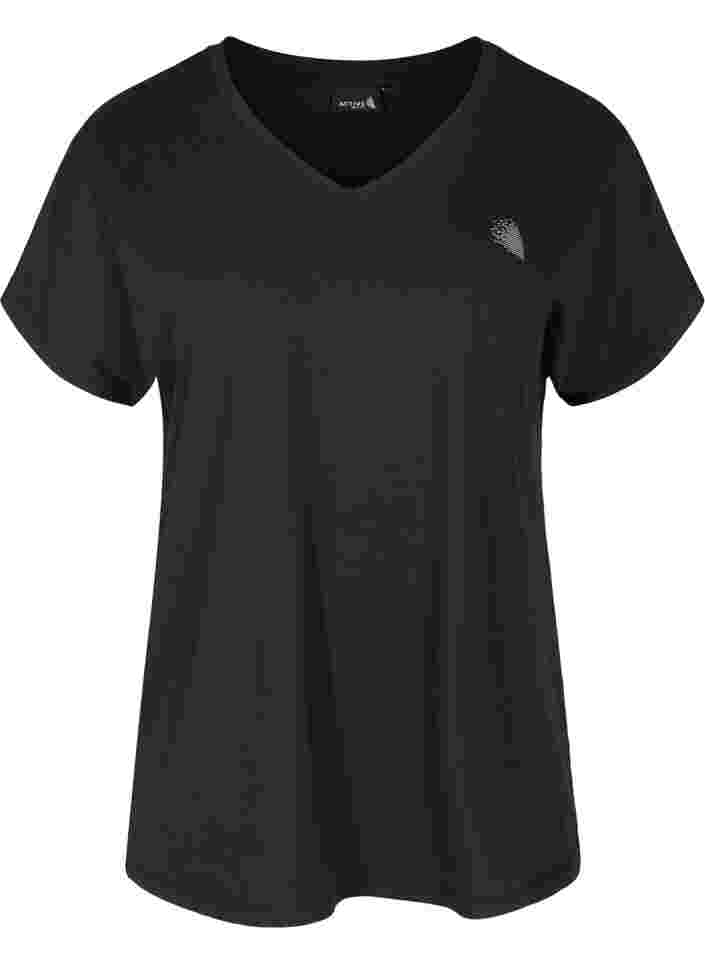 Kortermet T-skjorte til trening med V-hals, Black, Packshot image number 0