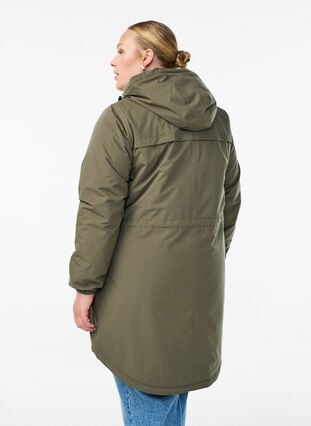 Zizzi Lett polstret parka med hette, Grønn, Model image number 2