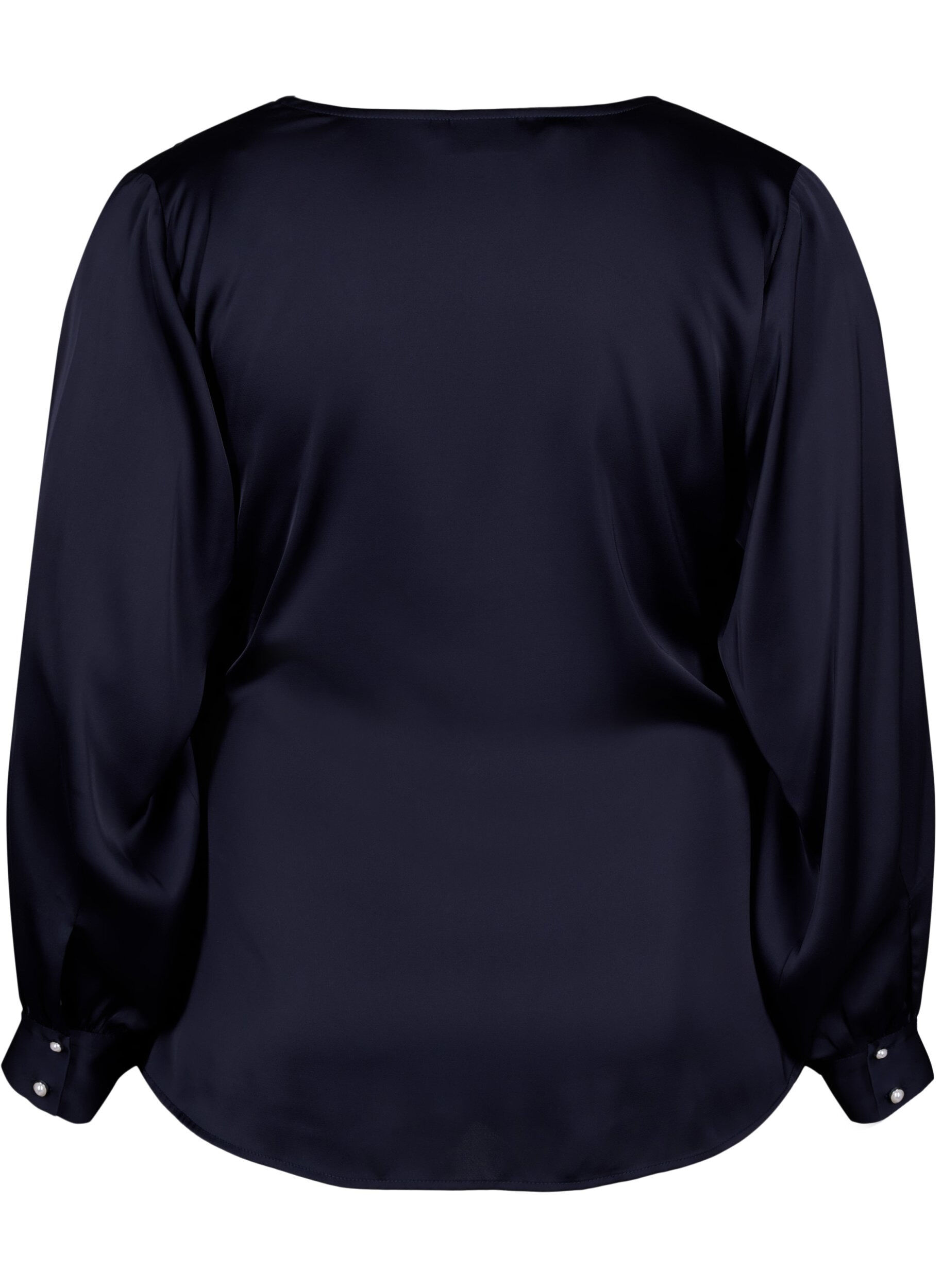 ZizziFestbluse i sateng med omslag, Night Sky, Packshot image number 1