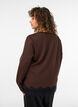 Jerseybluse med blonderkant, Brun, Model image number 2