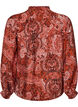 Viskosebluse med paisleytrykk og volanger, Orange, Packshot image number 1