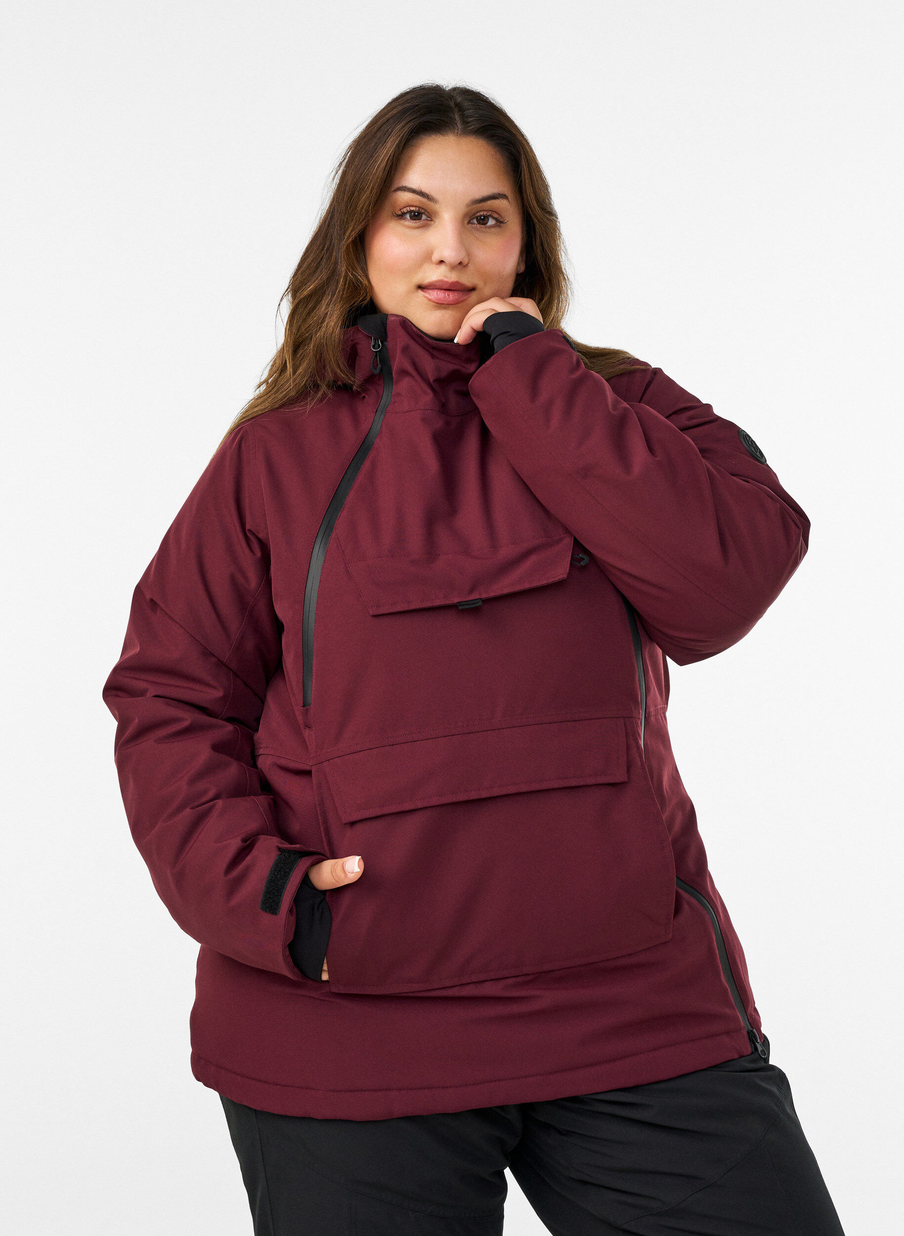 Funksjonell ski-anorakk med hette, R&oslash;d, Model