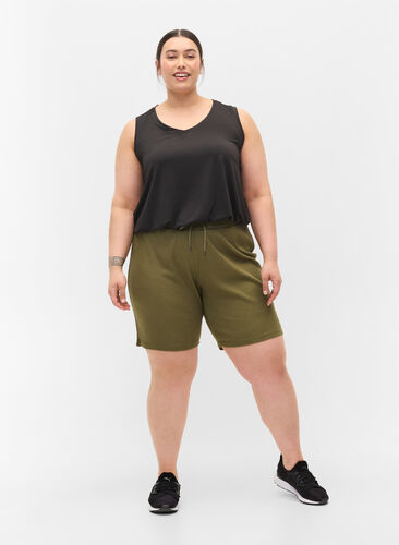 Løse shorts med en ribbet struktur, Ivy Green, Model image number 3