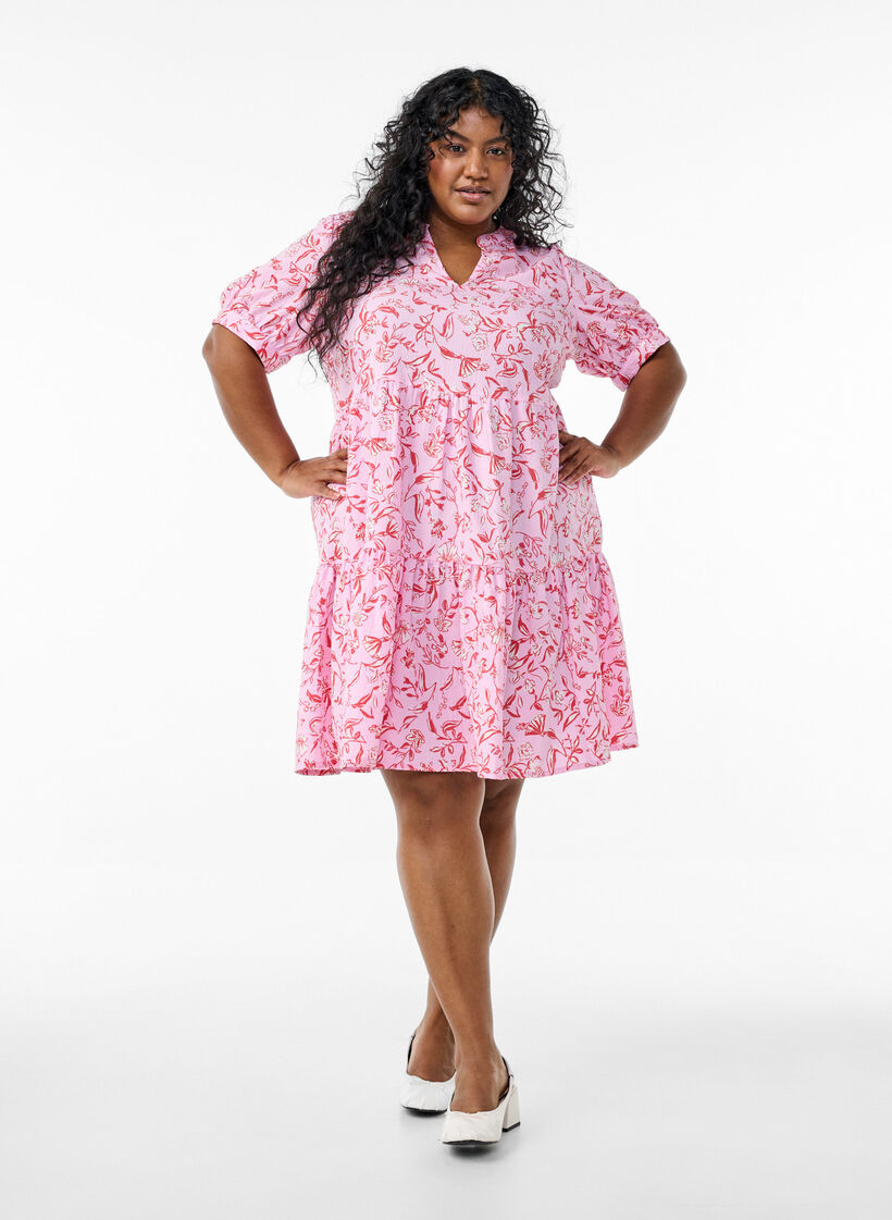 Kort A-linje kjole, Lilla, Model image number 1