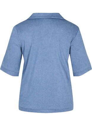 Melert T-skjorte med krage, Blue Melange, Packshot image number 1