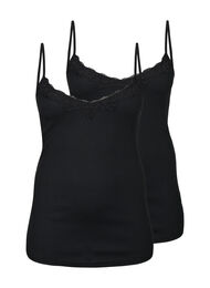 2-pakk ribbet natt-topper, Black/Black