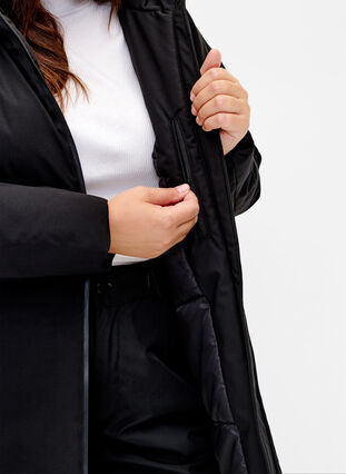 Zizzi Vinterjakke med justerbar midje, Svart, Model image number 3