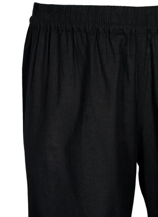 Bukser av bomullsmiks med lin i 7/8-lengde, Black, Packshot image number 2