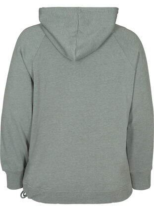 Melert sweatshirt med hette og lomme, Balsam Melange, Packshot image number 1