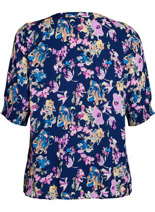 Zizzi Kortermet viskosebluse, Blå, Packshot image number 1
