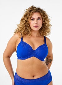 Polstret BH med bøyle og blonde, Blå Polstret BH med bøyle og blonde, Blå, Model
