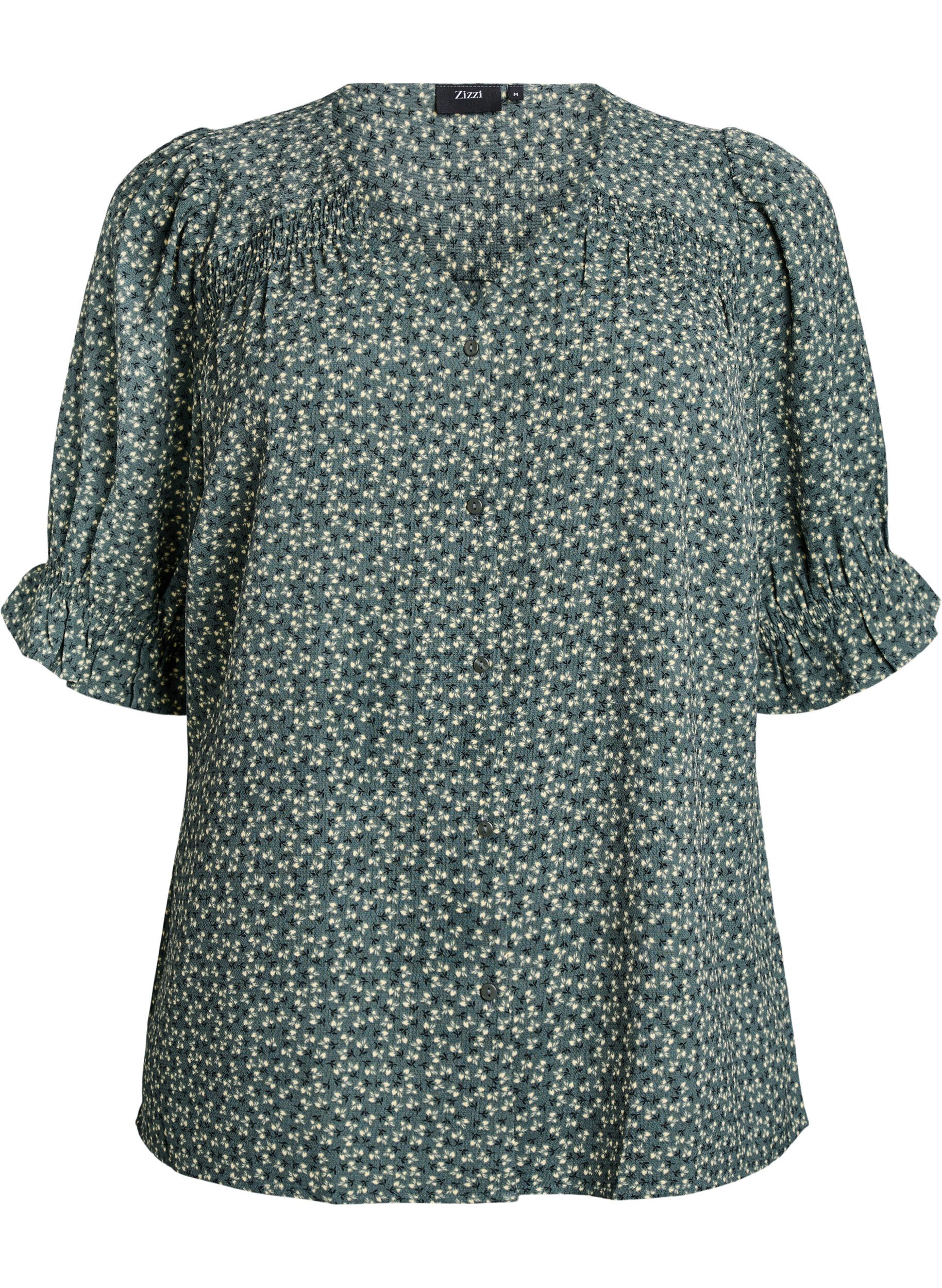 ZizziSkjortebluse med 1/2 ermer, Gr&oslash;nn, Packshot image number 0