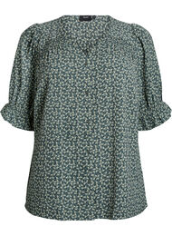 Skjortebluse med 1/2 ermer, Gr&oslash;nn