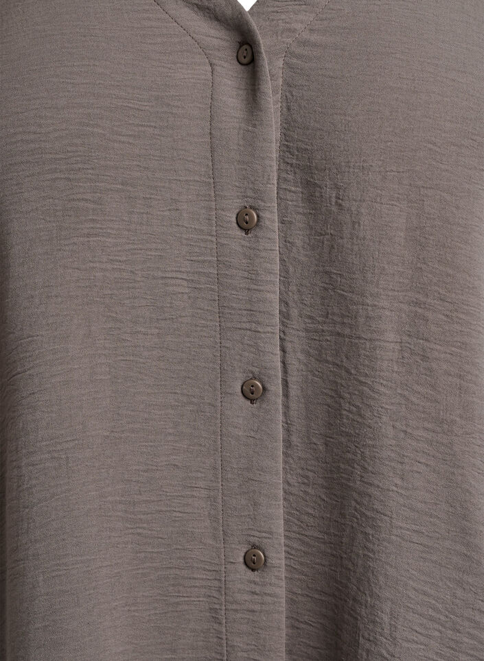 Skjortebluse med v-hals og 3/4 ermer, Beige, Packshot image number 2