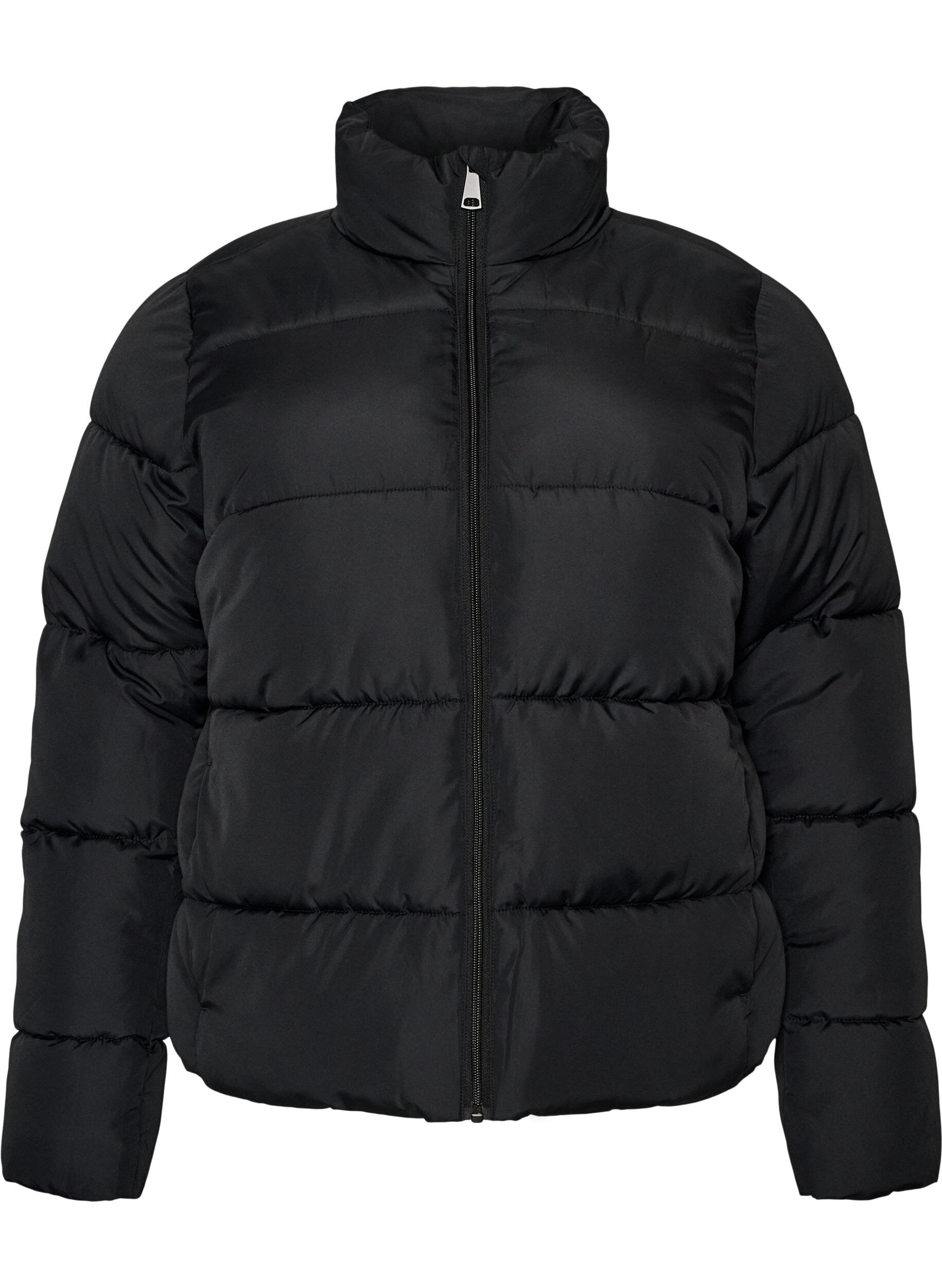 ZizziKort pufferjakke med h&oslash;y krage, Svart, Packshot image number 0