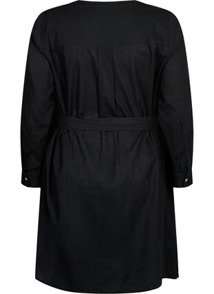 Skjortekjole med lange ermer, Black, Packshot image number 1