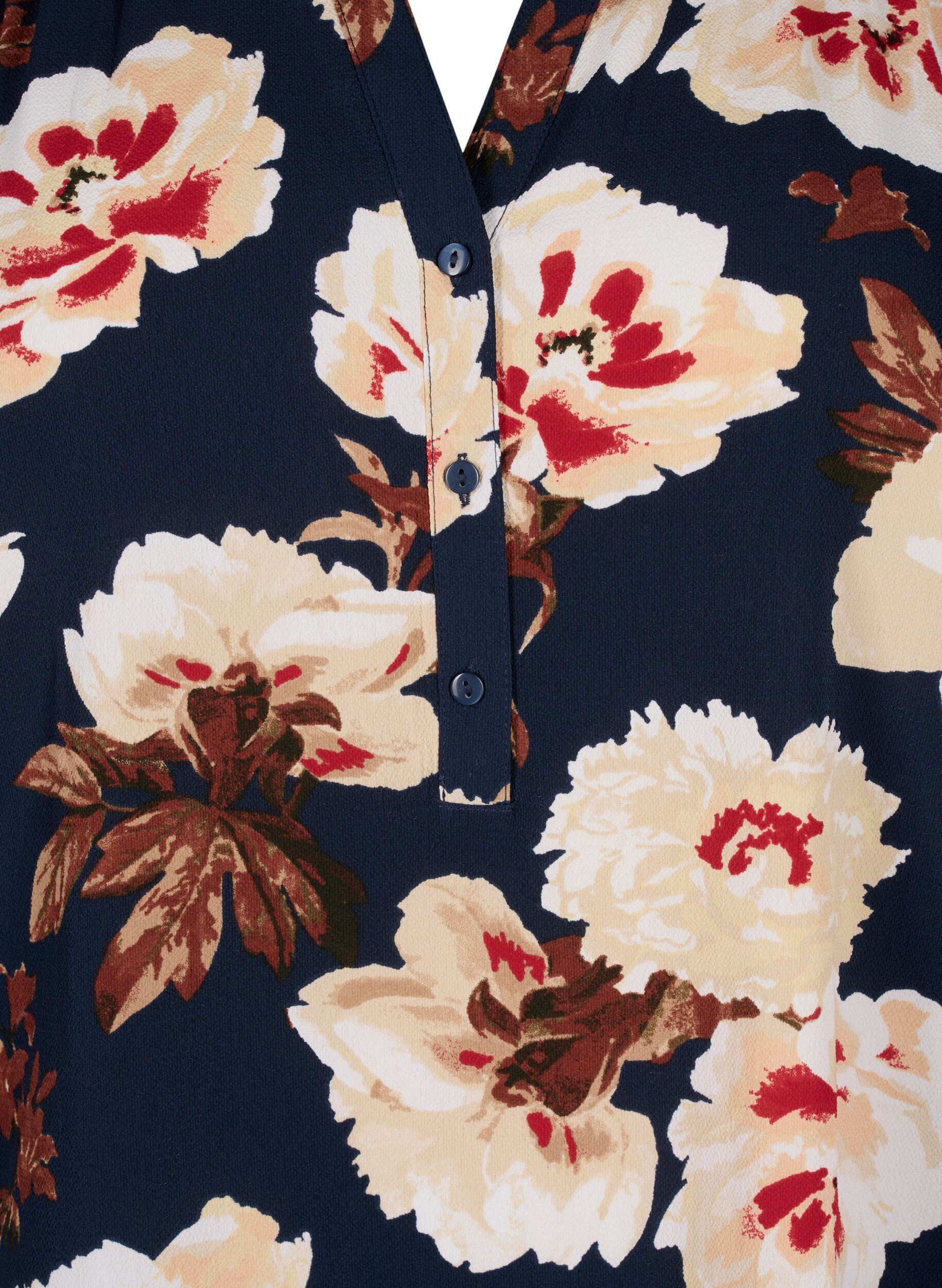 Zizzi Bluse med korte ermer og V-hals, Bl&aring;, Packshot image number 2