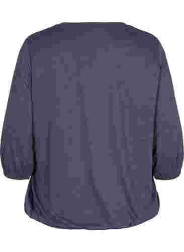 Ensfarget bluse med 3/4-ermer, Night Sky Mel, Packshot image number 1