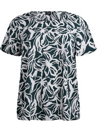 FLASH - Kortermet bluse i viskose med trykk, Scarab w. White