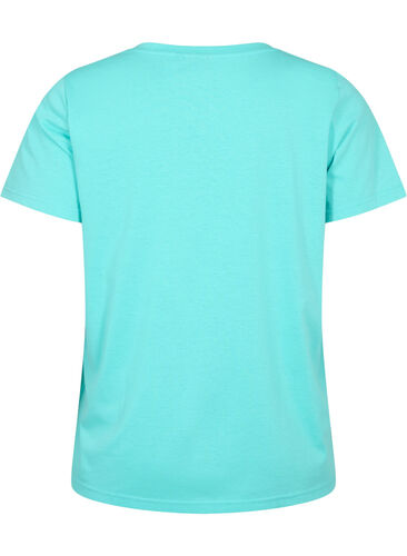 Kortermet T-skjorte med V-hals, Turquoise, Packshot image number 1