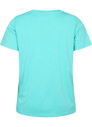Kortermet T-skjorte med V-hals, Turquoise, Packshot image number 1
