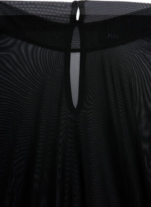 Zizzi Tett sittende meshbluse med lange ermer, Black, Packshot image number 2