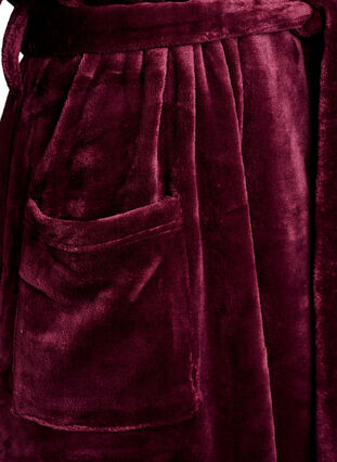 Zizzi Badekåpe i myk velur med lommer, Mørk Bordeaux, Packshot image number 3