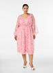 Chiffon festkjole med lange ermer, Rosa, Model image number 0