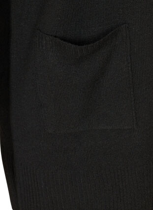 Lang strikkecardigan med lommer, Black, Packshot image number 3