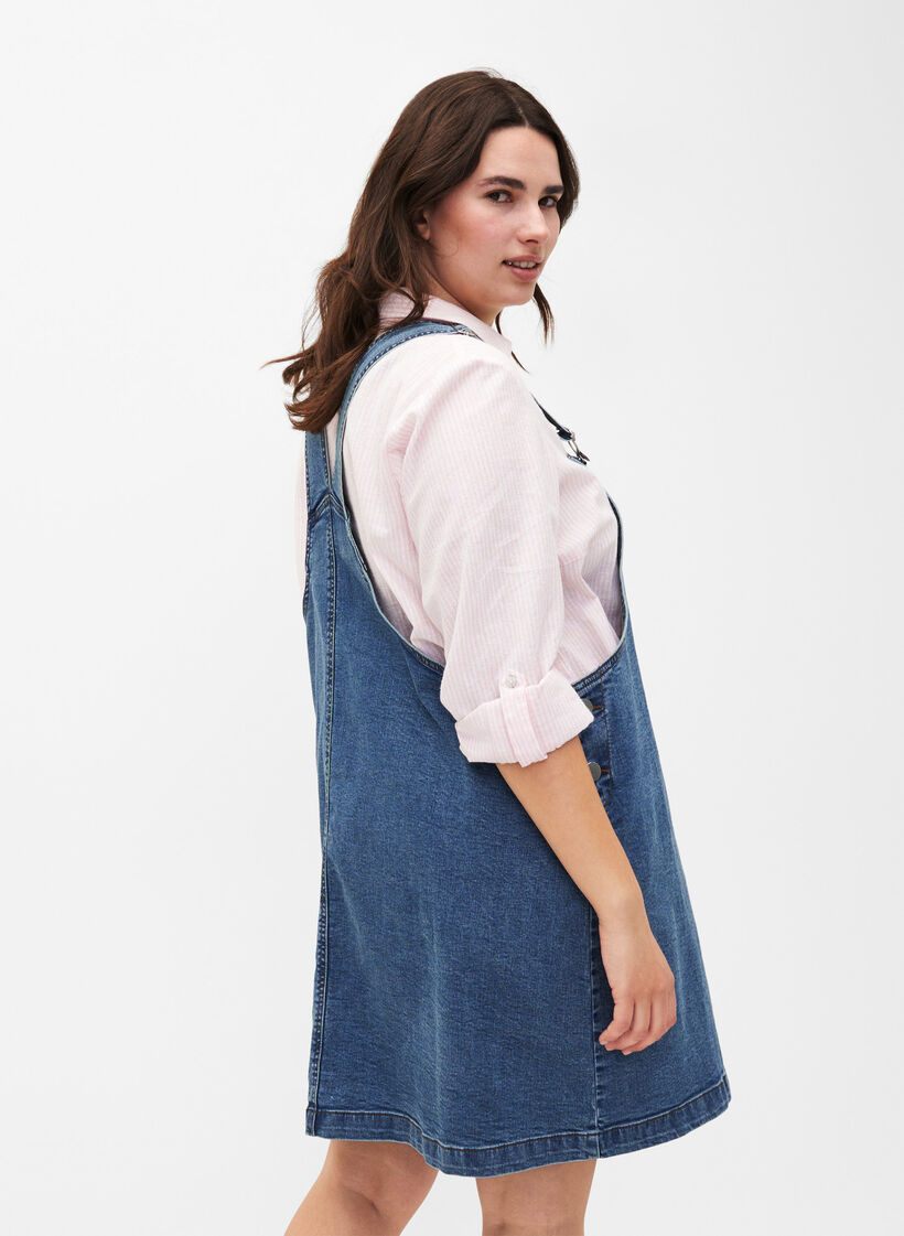 Skjortebluse med knappelukking i bomull-lin-blanding, Rosebloom White, Model image number 1