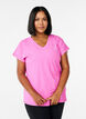 L&oslash;stsittende trenings-t-skjorte med V-hals, Rosa, Model image number 0