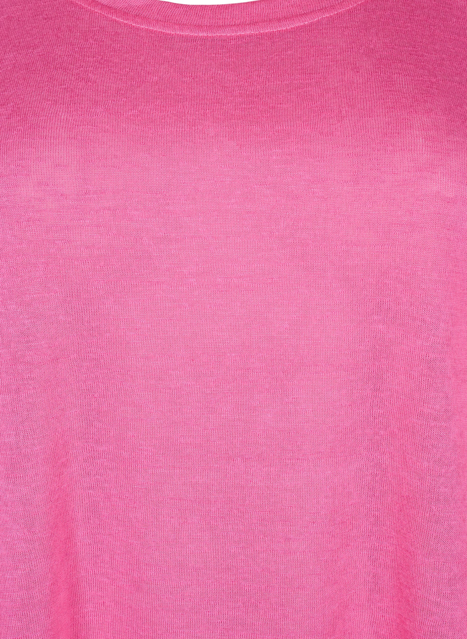 Zizzi Bluse med 3/4-ermer, Shocking Pink, Packshot image number 2