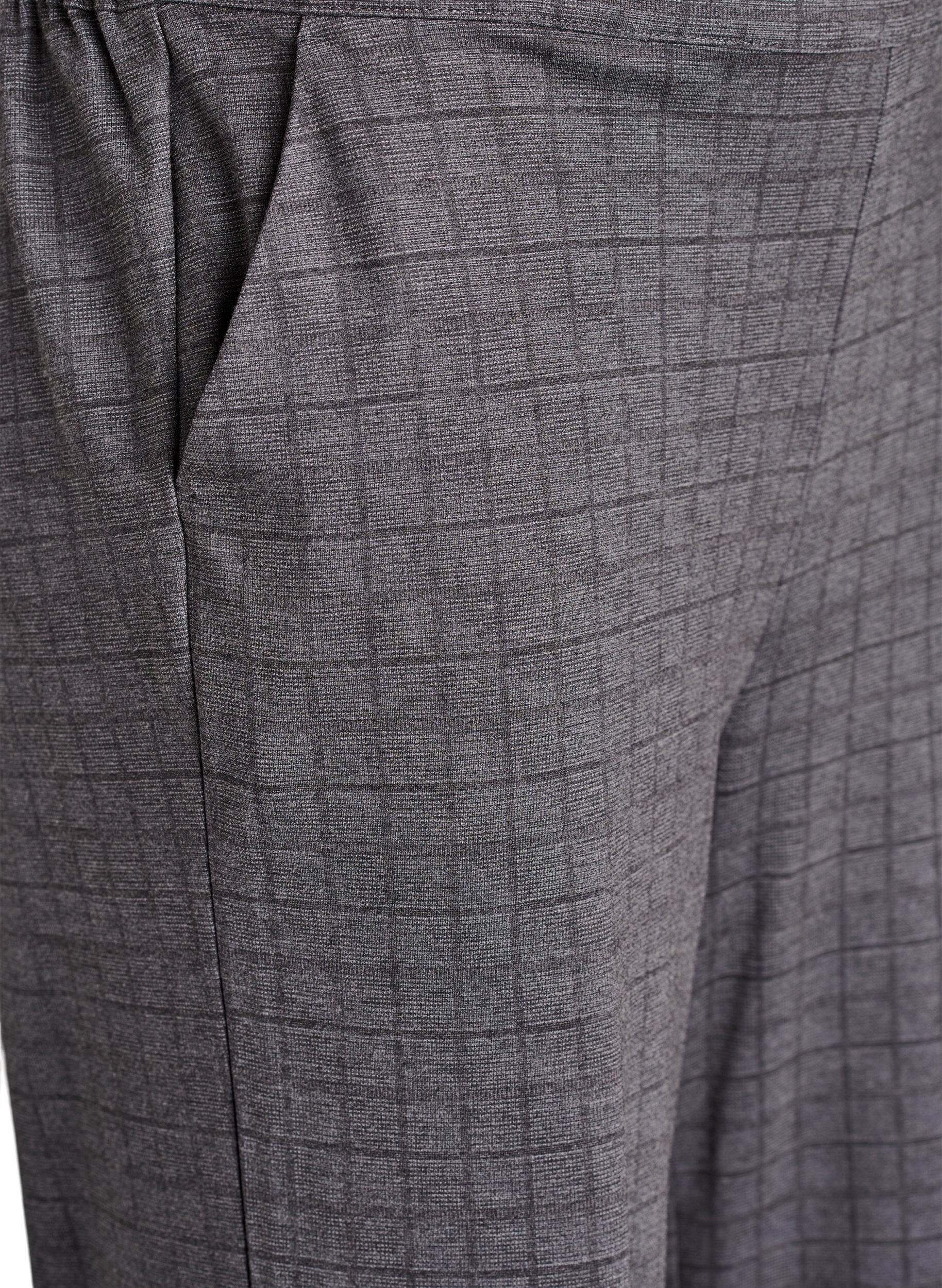 Zizzi Rutete bukser med vide ben, Gr&aring;, Packshot image number 2