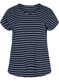T-skjorte i bomull med striper, Blue Stripe
