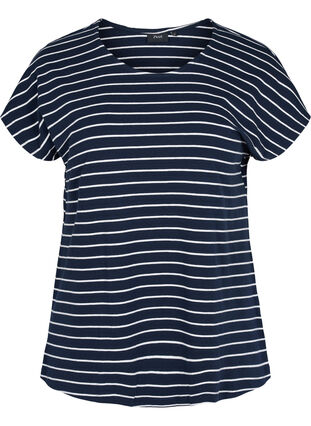 T-skjorte i bomull med striper, Blue Stripe, Packshot image number 0