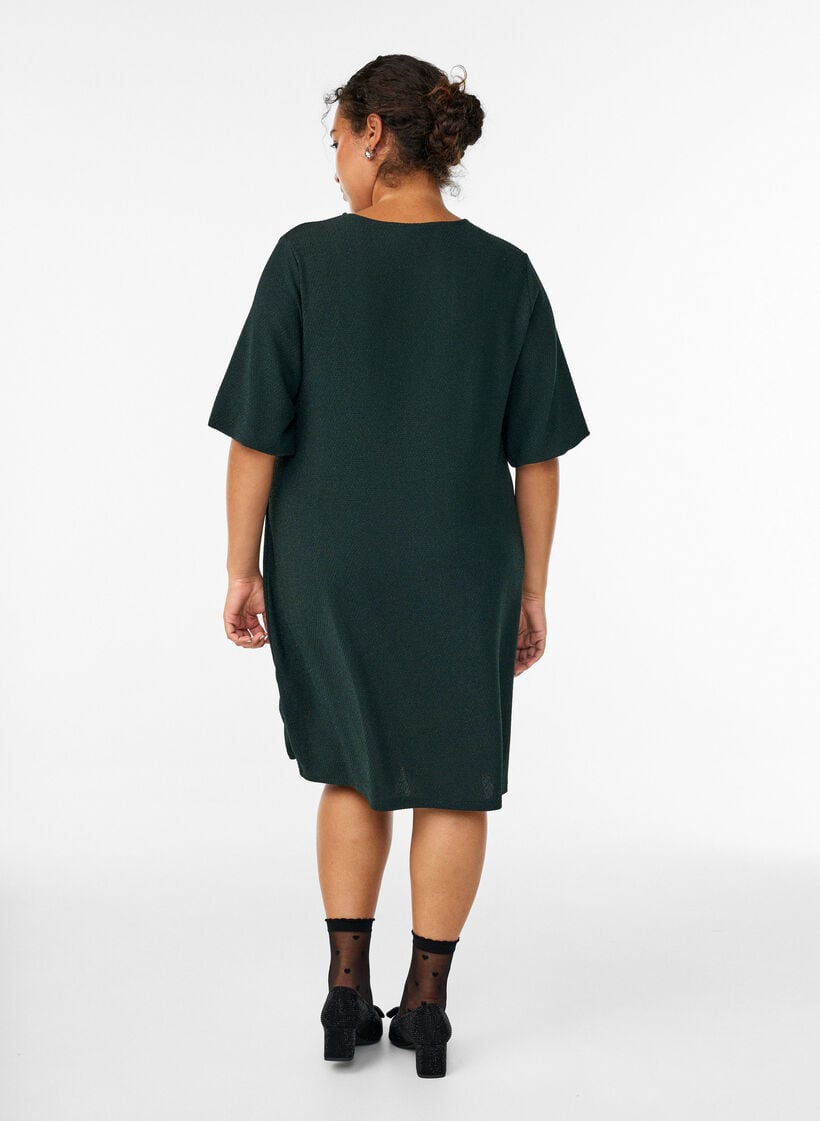Kort kjole med glittermønster, Grønn, Model image number 2