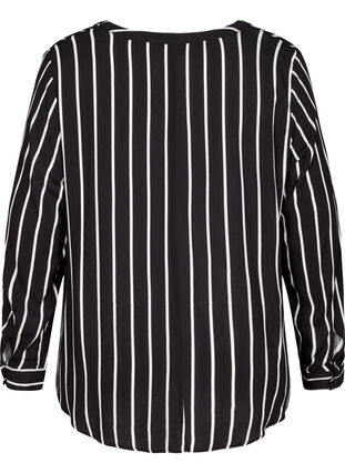 Blomstrete bluse i viskose, Black White stripe, Packshot image number 1