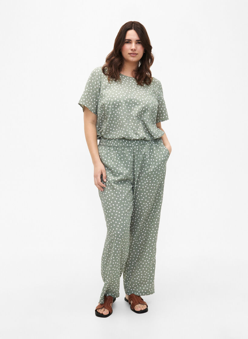 FLASH - Kortermet bluse med trykk, Iceberg Green Dot, Model image number 2