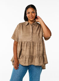 Løs bluse med krage og knapper, Brun Løs bluse med krage og knapper, Brun, Model