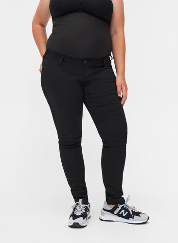 Jeggings til gravide i en bomullsmiks, Black, Model image number 2