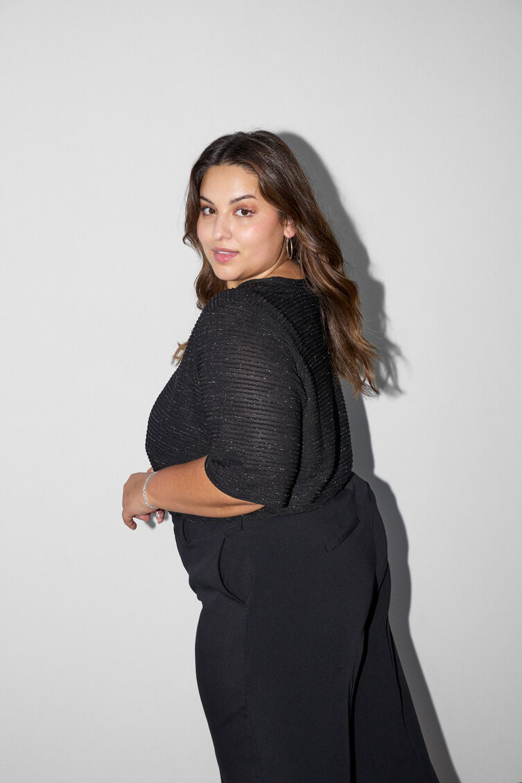 Bluse med tekstur og glitter, Svart, Model image number 2