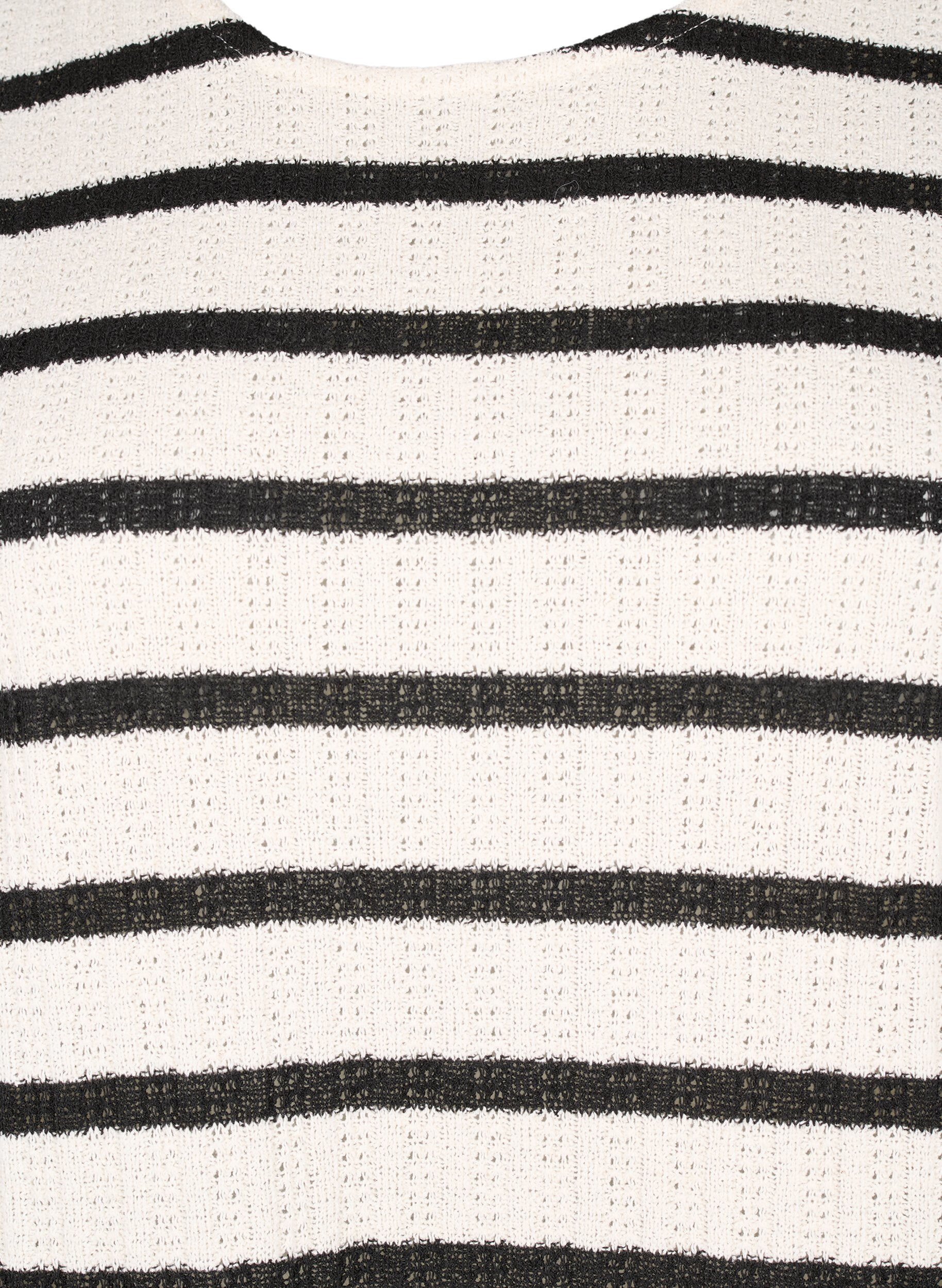 Zizzi Bluse med korte ermer og kontrastfargede striper, Sand Black Stripe, Packshot image number 2